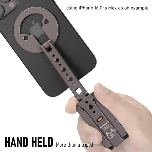 SHINEWEE 20 N52 1/4" 12-17 Ultra-Compact Magnetic Tripod for iPhone | Foldable Hook Design, Magnets, Cold Shoe & Screw