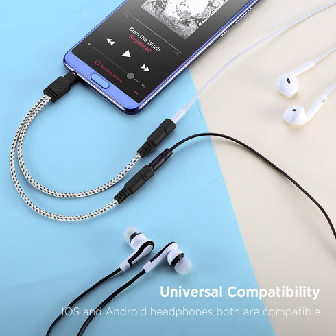 DUKABEL Headphone Stereo Splitter Cable, 3.5mm Dual Headphone Jack Connector for Headphones, Earphones, Speakers (Zebra