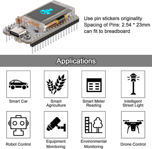MakerFocus ESP32 Development Board SX1262, 863 928MHz LoRaWAN, WiFi Bluetooth, Dual Core with 0.96" OLED Display