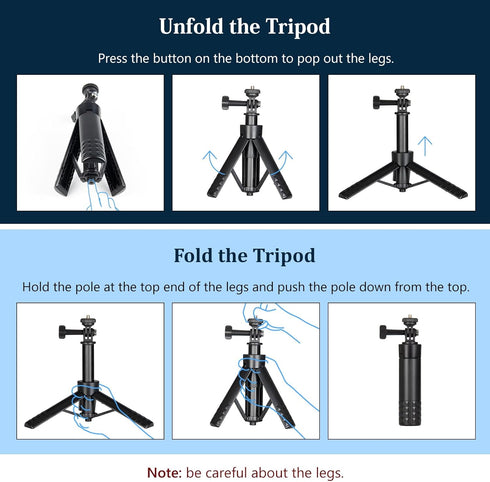 HSU 13 12 11 Insta360 X5, X4, X3, X2, Tripod Stand + Selfie Stick Pole - Waterproof Hand Grip for GoPro Here AKASO DJI