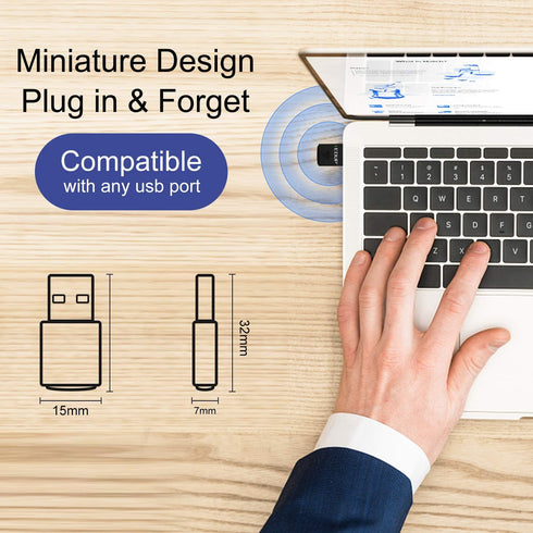 USB Bluetooth WiFi Adapter, Wireless Nano USB Network Adapter for Laptop Desktop PC, Wi-Fi Dongle Compatible with