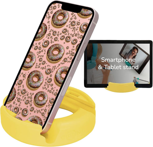 GoDonut Original Phone Stand, Cell Phone Holder + Tablet Desk Organizer for iPad, iPhone, Kindle (Yellow)
