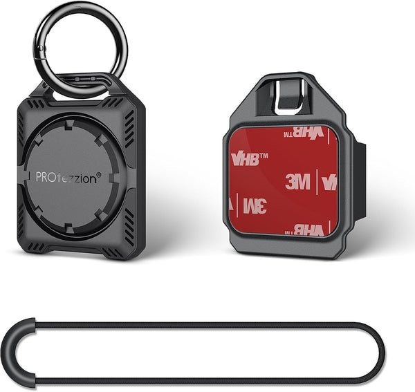 PROfezzion AirTag Holder Case with Key Ring, 3M Adhesive Mount, IPX8 Waterproof, for Keychain, Dog Collar