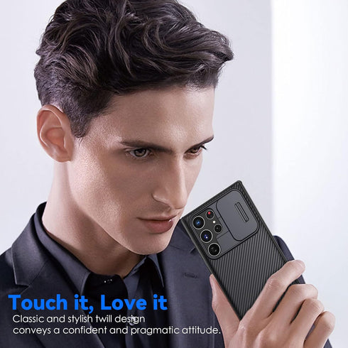 CloudValley Case for Samsung Galaxy S22 Ultra, Slide Camera Cover, Hard PC Back & Soft Bumper, Slim Shockproof
