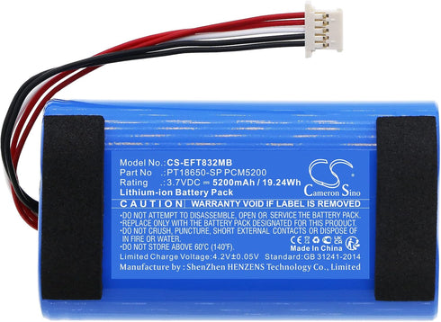 Cameron Sino 5200mAh Replacement Battery for Eufy Spaceview Pro Baby Monitor, T8321-M, PT18650-SP