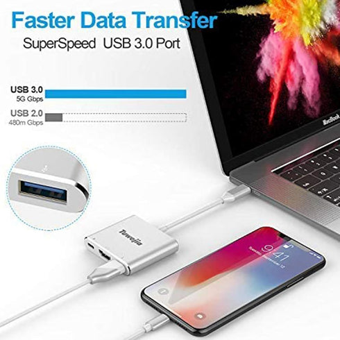 Tuwejia USB C to HDMI Multiport Adapter, USB 3.1 Gen 1 Thunderbolt 3 to HDMI 4K Video Converter