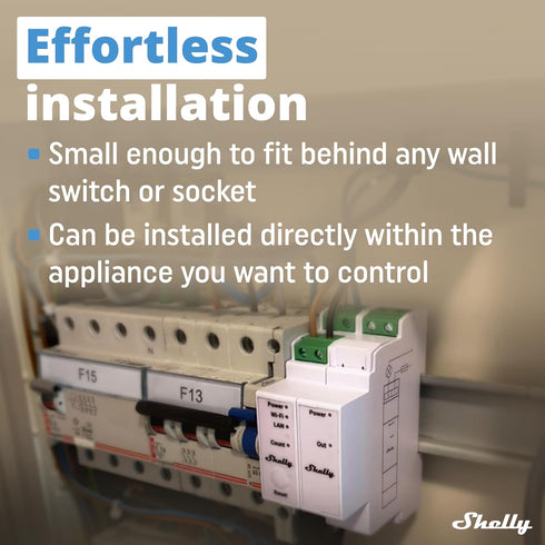 Shelly Pro 3EM Add-On Switch | Dry Contacts for DIN Rail Mounting | Home Automation | iOS Android App | No Hub Required