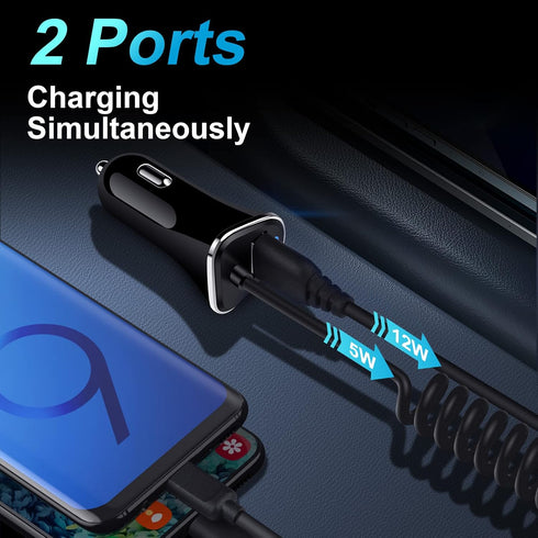 Android Type C Fast Car Charger for Samsung Galaxy S24 S23 FE A35 5G A15 A14 A25 A54 Z Fold 5 4, 3.4A Fast Charging