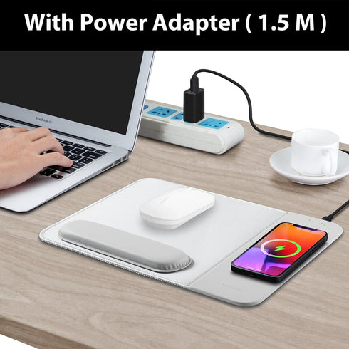 15W Wireless Charging Mouse Pad with Detachable Wrist Support and 20W Power Adapter, Fast QI Wireless Phone Charger