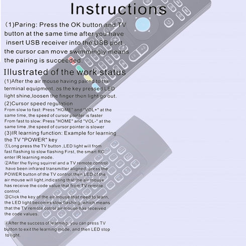 MX3 Air Mouse Voice Remote Control, 2.4G Mini Wireless Keyboard Air Mouse for Android Smart TV Box, Projector, PS3/4