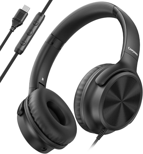 Cowyawn USB C Headphones Wired, Over Ear USB C Wired Headphones with