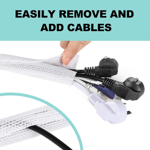 AGPTEK 10ft Cable Management Sleeve Cover, 1 inch Cord Management System for Desk and Office