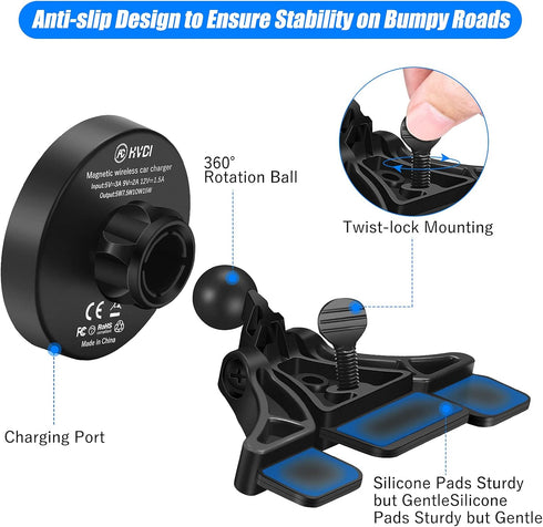 15W Magnetic Wireless Car Charger CD Slot Mount for iPhone 13/12, Auto-Alignment Mag-Safe Car Mount
