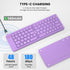 Mini Foldable Bluetooth Keyboard, Portable Wireless Full Size Keyboard for iPhone iPad Mac Android Windows (Purple)