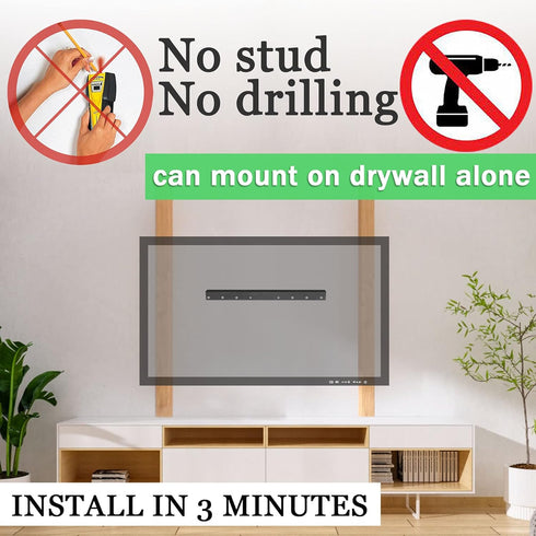 Auoace 12-55 inch 99 lbs, No Stud TV Wall Mount, Drywall Studless TV Hanger No Damage, No Drill, Non Screws, Dry Wall