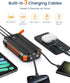 Hiluckey Power Bank Solar Charger, 27000mAh with Built-in 3 Cables, Five Outputs, 15W Fast Charging Power Bank for All