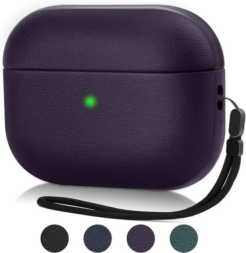 Upgrade Cover for Airpods Pro Case, Leather Texture Full-Body Protective Case, Wireless Charging, Burgundy