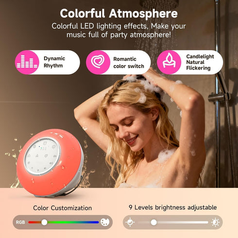 Gsou 5 4 IPX6 Shower Speaker Bluetooth Waterproof with White Noise Sounds & LED Light Modes | Portable Speaker