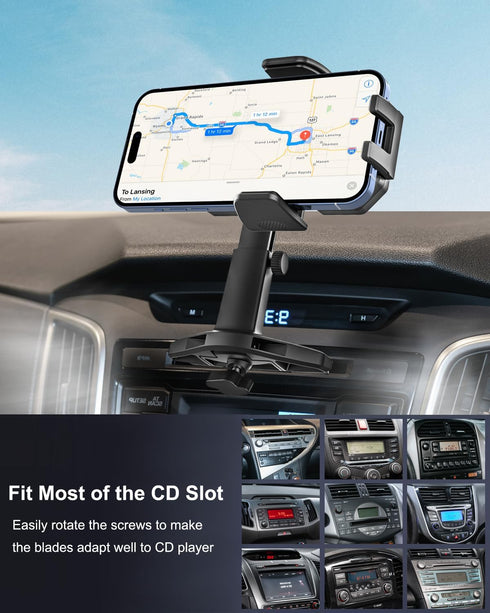 woleyi 17 16 15 14 13 12 S25, 4-7" CD Phone Holder for Car - Height Adjustable Car Phone Holder CD Slot, Ultra Sturdy