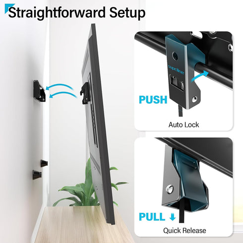 Studless TV Wall Mount for 26-65 Inch TV, Up to 154 lbs, No Stud Drywall Mount, Easy Install Low Profile Bracket