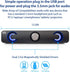 Desktop Compact Wired Multimedia Mini Stereo Sound Bar, USB Powered, 3.5mm Audio Jack, Blue LED, 2.5 Watts