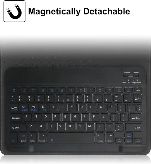 KuRoKo Universal Tablet Case with Keyboard, 9" to 11" Tablet Case with Removable Wireless Bluetooth Keyboard & Pen