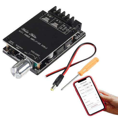 ZK-502C Bluetooth 5.0 Amplifier Board, 100w Dual Channel Audio Amp Board, Password Free Connect for Home Passive