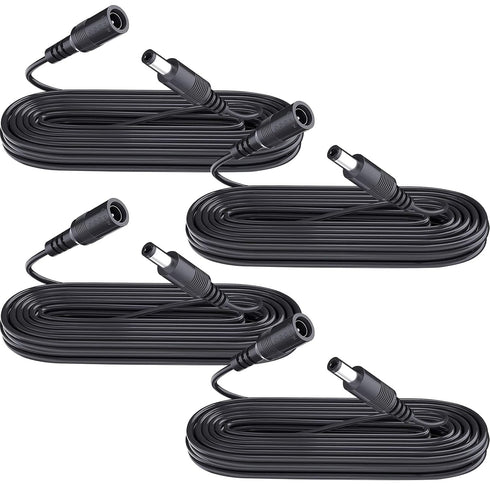 4 Pack 10ft/3M DC Power Extension Cable, 12V DC Power Adapter Cord for CCTV Security Camera, LED Strip, Black