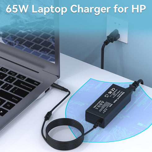 ROLADA 65W Laptop Charger for HP Elitebook Folio 9470m 9480m, Pavilion DV7 DV6 DV5 G6 G7, Power Supply Cord