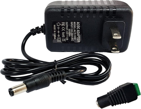 12V 2A Power Adapter Supply, AC 100-240V to DC 12V Transformer Charger for CCTV Camera, Black, 8x5x3.3 cm