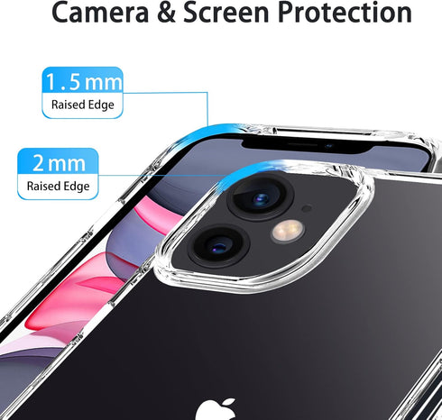 JJGoo Compatible iPhone 11 Case Clear, Transparent Shockproof Slim Anti-Scratch Hard PC Back Protective Bumper