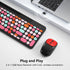 Wireless Keyboard and Mouse Combo, Retro Typewriter Wireless Keyboard with Round Keycaps, 2.4GHz Compact USB Cute
