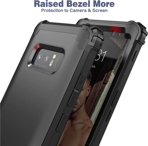 IDweel for Galaxy Note 8 Case, 3 in 1 Shockproof Slim Hybrid Heavy Duty Protection Hard PC Cover (Black)