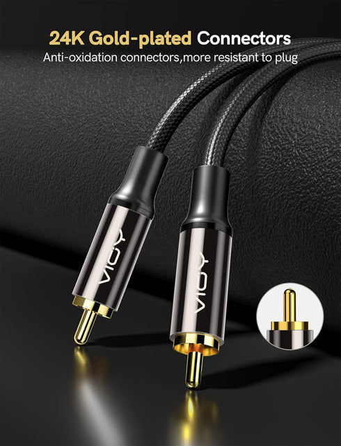 VIOY Coaxial Digital Audio Cable (6.6FT), Gold-Plated & Braided RCA Male to Male HiFi 5.1 Stereo Audio Cable