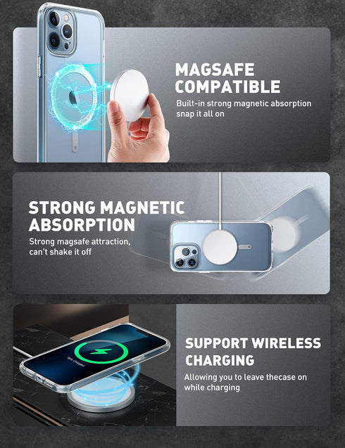 SUPCASE for iPhone 13 Pro Case, Unicorn Beetle Mag, Compatible with MagSafe, Military-Grade Protection, Clear