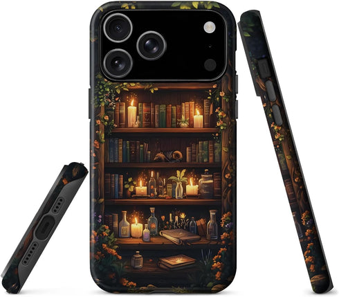 OTTRZMTER 17 2 Case for iPhone Air,Forest Floral Flower Bookshelf-Hybrid Layer Hard Shell Silicone Protective Pattern