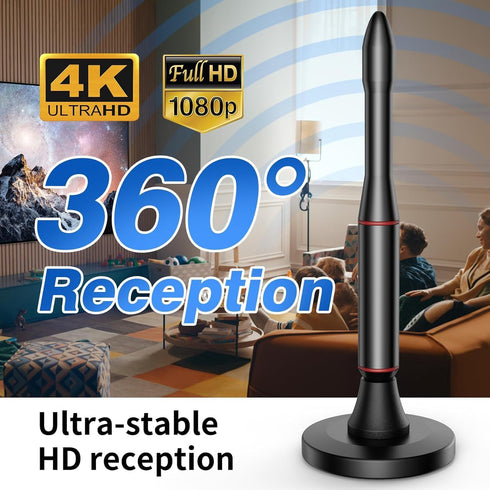 Generic 360 4K 1080P Indoor Long Range TV Antenna, Reception Digital Antenna for Smart TV, Supports HD VHF UHF Local