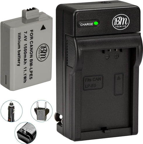 Big Mike's BM Premium Battery and Charger Kit for Canon EOS Rebel XS/T1i/XSi/1000D/500D/450D & More