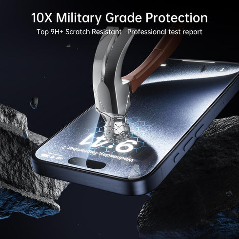 X-it 2-Pack Privacy Screen Protector for iPhone 15 Pro (6.1"), 9H+ Tempered Glass, Auto-Dust Removal, Military Grade