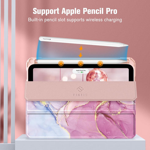 Fintie Hybrid Slim Case for iPad Mini 7, 2024 / iPad Mini 6, 8.3 Inch, Built-in Pencil Holder, Shockproof Cover Marble