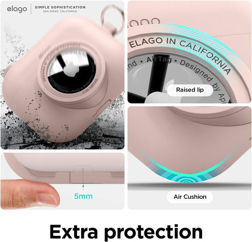 elago Snapshot Cover for Apple AirPods Pro, Cute Classic Camera Design, Sand Pink, Key Ring Included