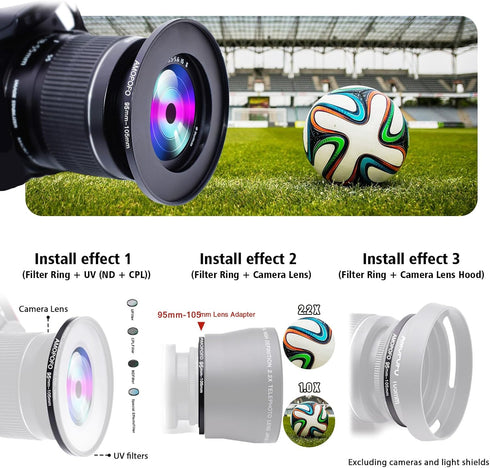 95mm Lens to 105mm Camera Filter Ring, Compatible with All 95mm Camera Lens & 105mm UV, ND, CPL Accessories