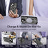 OOK Magnetic Case for iPhone 13 with Kickstand, Built-in Camera Stash Stand, Slim Translucent Matte Case, Black Floral