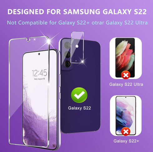 iAnder 3 Pack Galaxy S22 Screen Protector, Camera Lens Protector with Easy Installation Tray, HD Retina Clarity