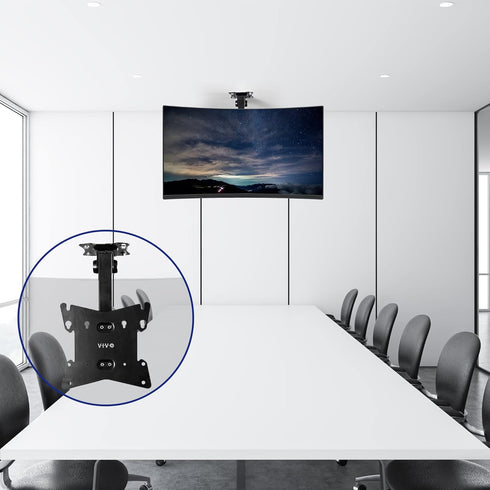 VIVO Black Manual Flip Down Mount, Folding Pitched Roof Ceiling Mount for Flat TV & Monitors 17" to 37"