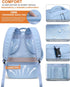 Waterproof Travel Backpack for Women Men, Flight Approved Carry On Overnight Bag for 17'' Laptop, Light Blue
