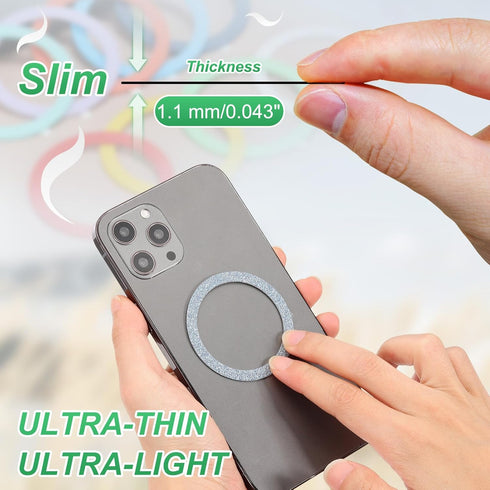 PATIKIL 6 Universal Sparkle Magnetic Adapter Ring, Pcs Ultra-Thin Sticker Ring Adhesive Nickel-Iron Alloy for Phone