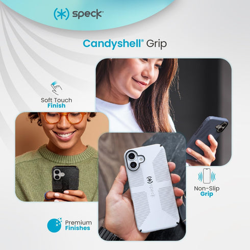 Speck 16 iPhone Pro Max Case - CandyShell Grip Case for Women and Men - Blue/Faded Denim