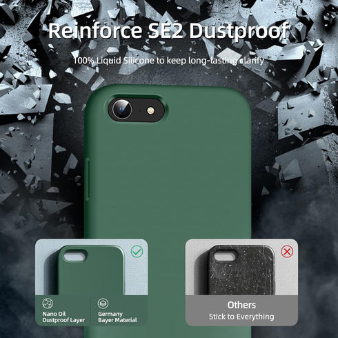 Dssairo 3 in 1 Liquid Silicone Ultra Slim Shockproof Case for iPhone SE 2022/3rd/2020/2nd Gen, 7/8 with 2 Pack Screen