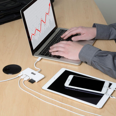 Tripp Lite 2-Port USB-C to USB-A Portable Hub, Micro SD & SD/MMC Reader, USB-C PD Charging Port